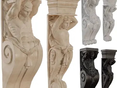 Classical Marble Corbel - Atlas Figure Architectural Set 3D model