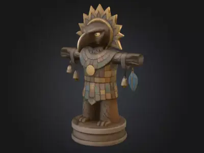 Bird Warrior Statue Low-poly 3D model