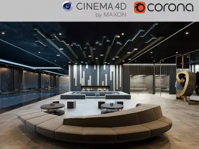 Corona - C4D scene files - Residential Pool Interior 3D model