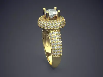 Luxury Big Ring With A Big Diamond On Top CAD 3010 3D print model