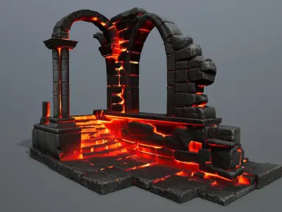 Ruin Stairs Low-poly 3D model