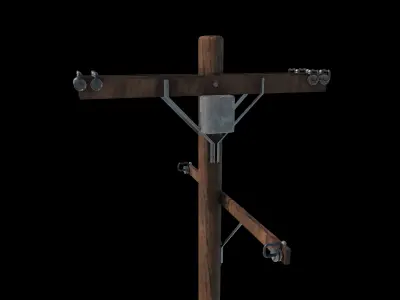 Electric wood pillar Free low-poly 3D model