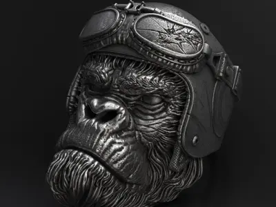 Animal ring jewelry Biker Monkey vol1  3D print model