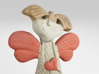 Grinning Angel with Heart in Hands 3D model