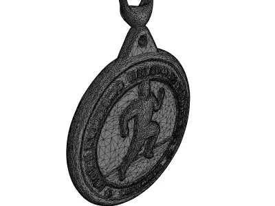 Golden Running Race Sport Medal Low-poly 3D model