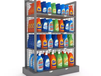 cleaning product market stand 05 Low-poly 3D model