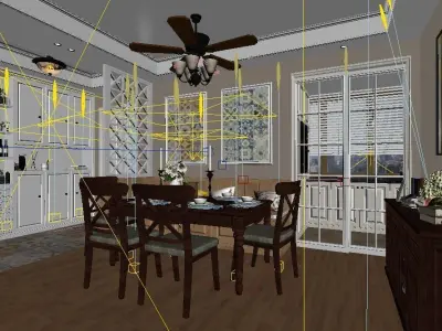 Modern American Style Dining Room Design 3D model