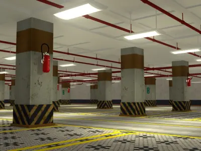 Parking interior of garage 3D model