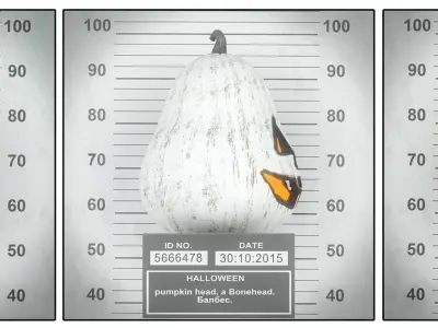 Hallowen set polygonal pumpkin 3D model