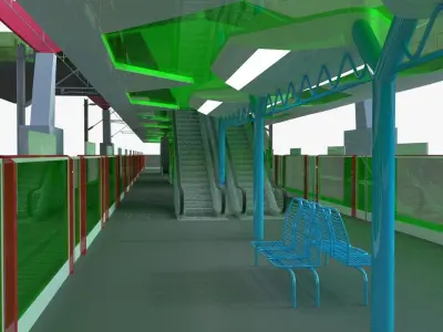 Railway station 3D model