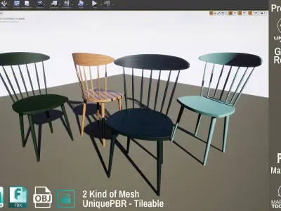  PBR Various Options Wooden Chairs Design - Lumion - UE4 Free low-poly 3D model