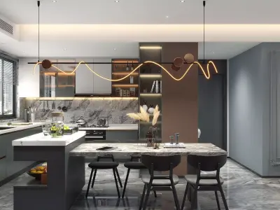 family 3D model of interior scene Living room  3D model