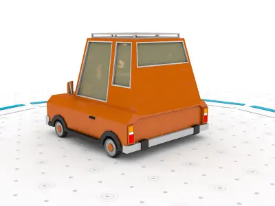 Orange J - Low poly cartoon car 3D model