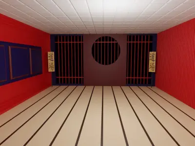 Kung-Fu Hall Low-poly 3D model