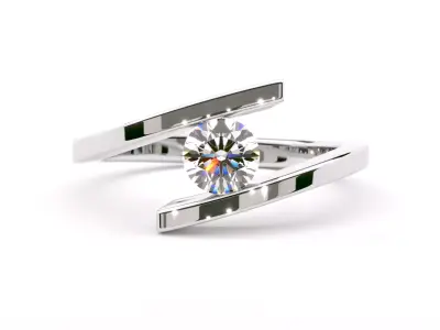 Twist Tension Diamond Ring Lilian 3D print model