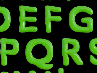 Alphabet Balloons and Numbers 3D model complete with material Low-poly 3D model