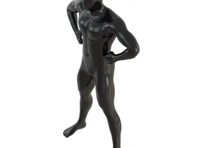 Male black mannequin in wide pose with arms on sides 97 3D model