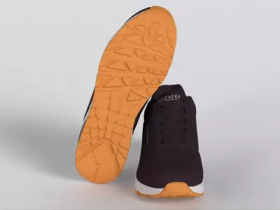 Ajio Skechers Running Shoes For Girls Black Low-poly 3D model