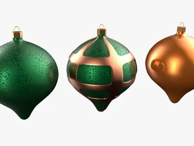 Christmas Tree Ornament Set8 - Green Orange 3D model