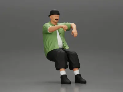 gangster in cap backwards with arm on window driving the car 3D print model