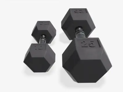 Hexagonal dumbbells rubberized 01 3D model
