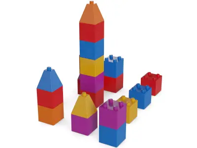 Cars and action games Building Blocks Low-poly 3D model shop