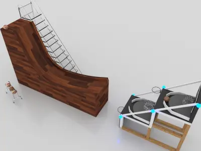 outdoor Basketball Game Ramp Ladder Ball Pots 3D Model  3D model