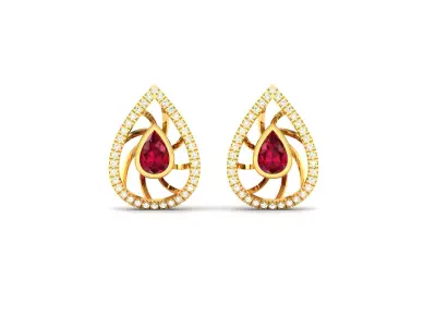 Women Pear Diamond Earrings 3D print model