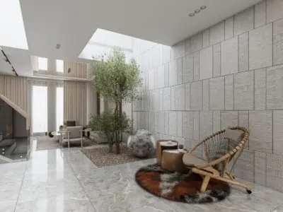 Living Room And Kitchen Interior Model  3D model