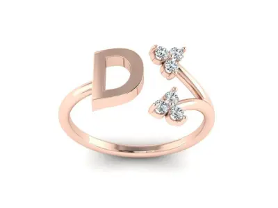 Jewelry Alphabet Ring D with Diamonds  3D print model