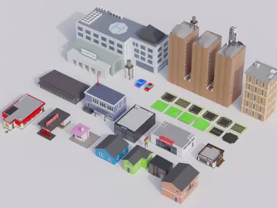 City Low-poly pack Low-poly 3D model