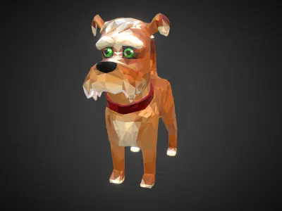 Cartoon Dog Low Polygon Art Farm Animal Low-poly 3D model