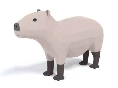 Low Poly Cartoon Capybara Low-poly 3D model