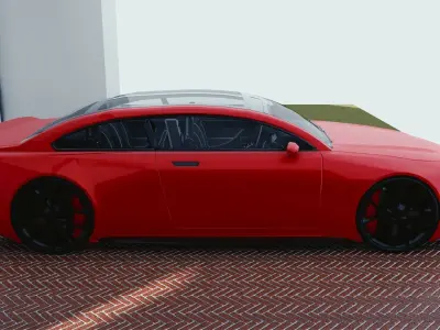 BLENDER EEVEE Brandless Mid Size 2 door sedan Low-poly 3D model