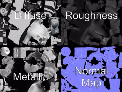 Robotic Hand Model Pack with Articulated Fingers Low-poly 3D model