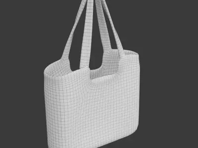 Black Ribbed Glossy Tote Bag 3D model