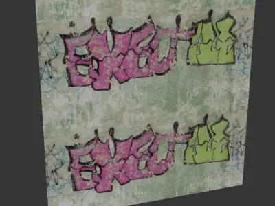 Ultra realistic Wall with Graffiti Scan 3D model