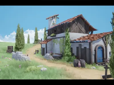 Stylized Fantasy Provencal Low-poly 3D model