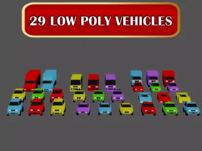 Casual Vehicles Pack - Set of 29 Vehicles  Low-poly 3D model