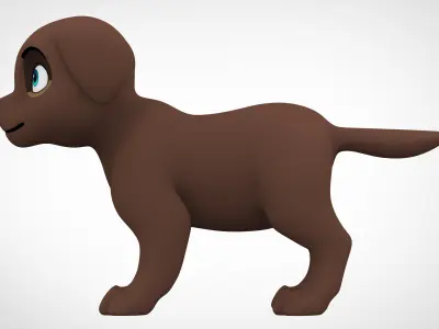 Chocolate Labrador Low-poly 3D model