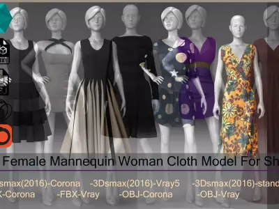 13 Mannequin Woman Dresses Model For Shop 3D model