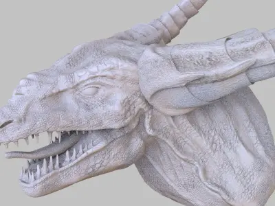 Lizard man head Bust 3D model