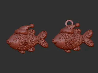 christmas fish cookie decor 2  3D print model