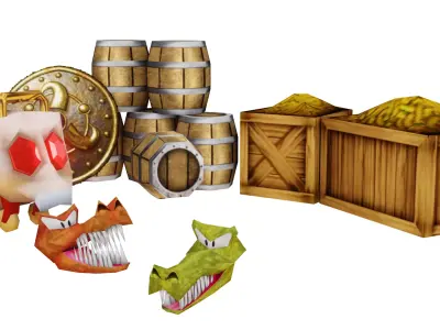 KrockHeads and more itens from DKC2 - N64 version Low-poly 3D model