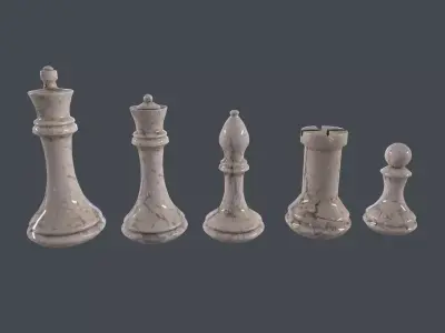 Chess set pieces 3D Model Low-poly 3D model