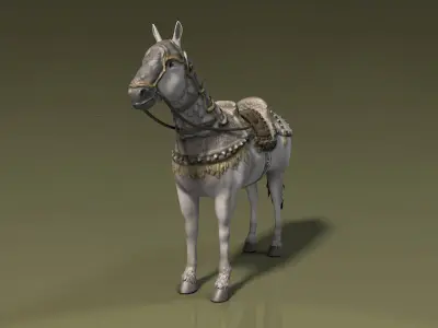 White horse with armor Low-poly 3D model