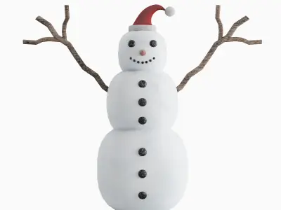 Snowman 02 Low-poly 3D model