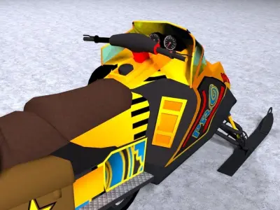Snowmobile 3D model Low-poly 3D model