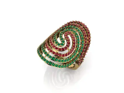 Luxury ruby emerald ring design 3D print model