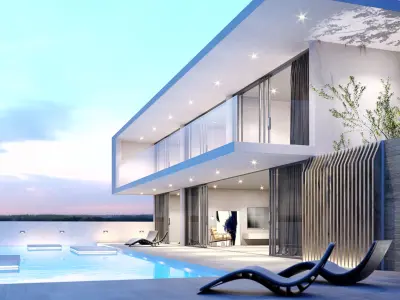 Redshift - C4D Scene files - Modern Minimalist House Exterior 3D model